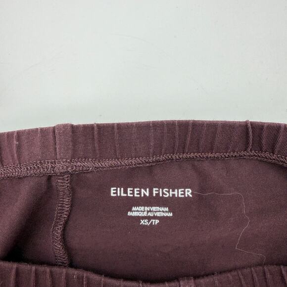 EILEEN FISHER Woman CottonJersey Knit Easy Legging Size XS Wine Cropped Pant - Picture 4 of 8